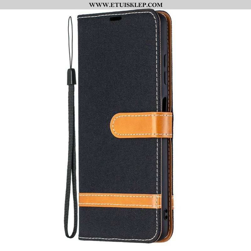 Etui Folio do Poco X3 / X3 Pro / X3 NFC z Łańcuch Pasek Z Efektem Tkaniny I Skóry